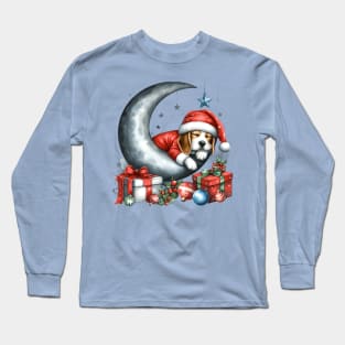 Beagle Dog On The Moon Christmas Long Sleeve T-Shirt